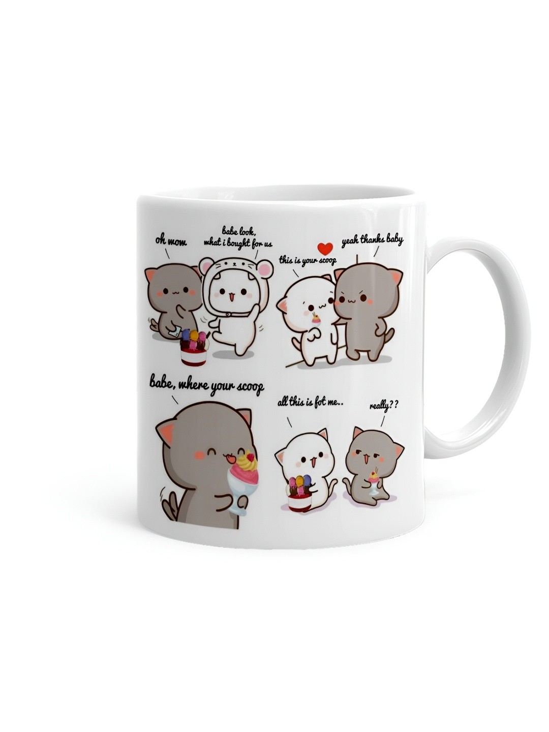 

Khakee White & Grey Printed Microwave Safe Ceramic Glossy Mug 325 ml