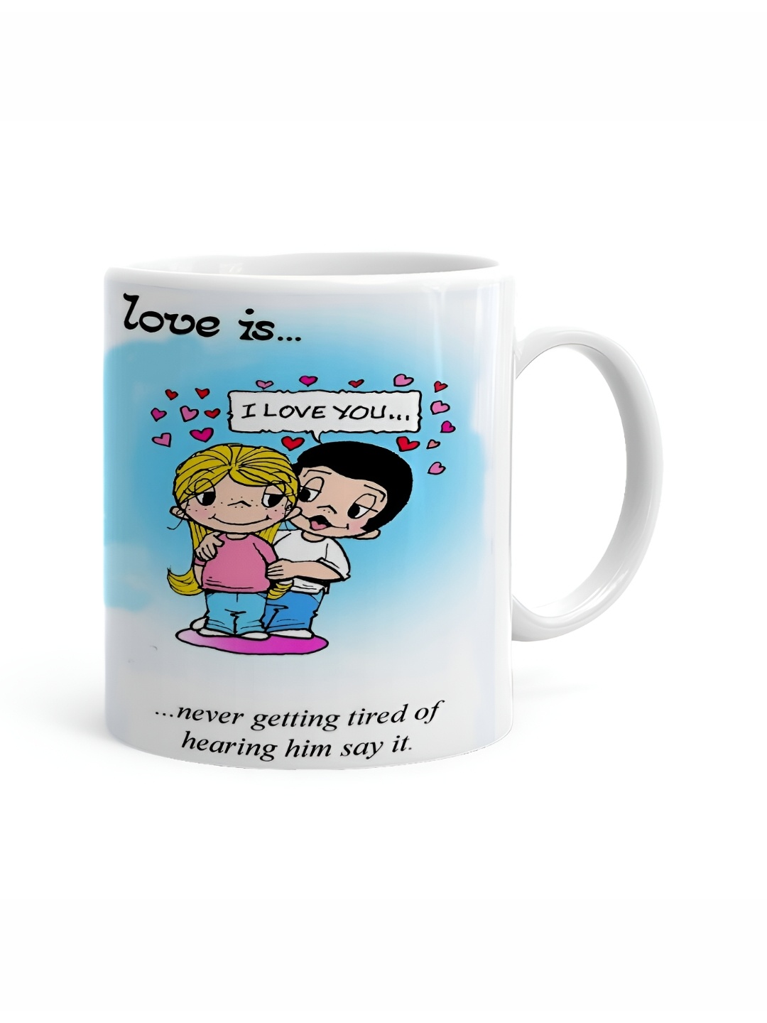 

Khakee White & Blue Printed Ceramic Glossy Mugs 325 ml