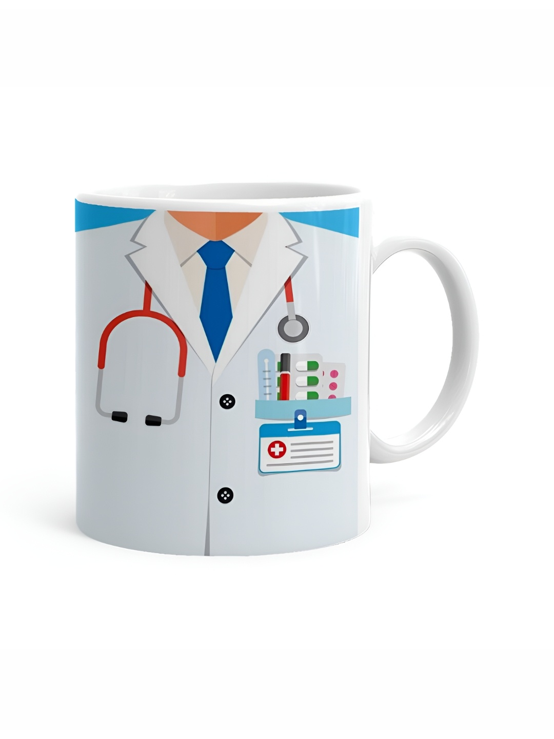 

Khakee White & Blue Printed Ceramic Glossy Mug 325 ml
