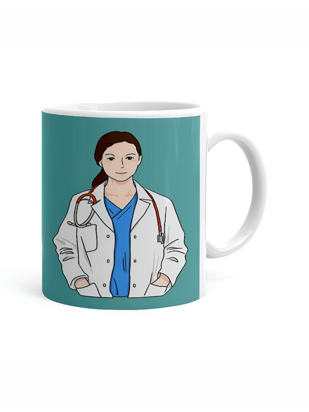 

Khakee White & Blue Printed Ceramic Glossy Mug 325 ML