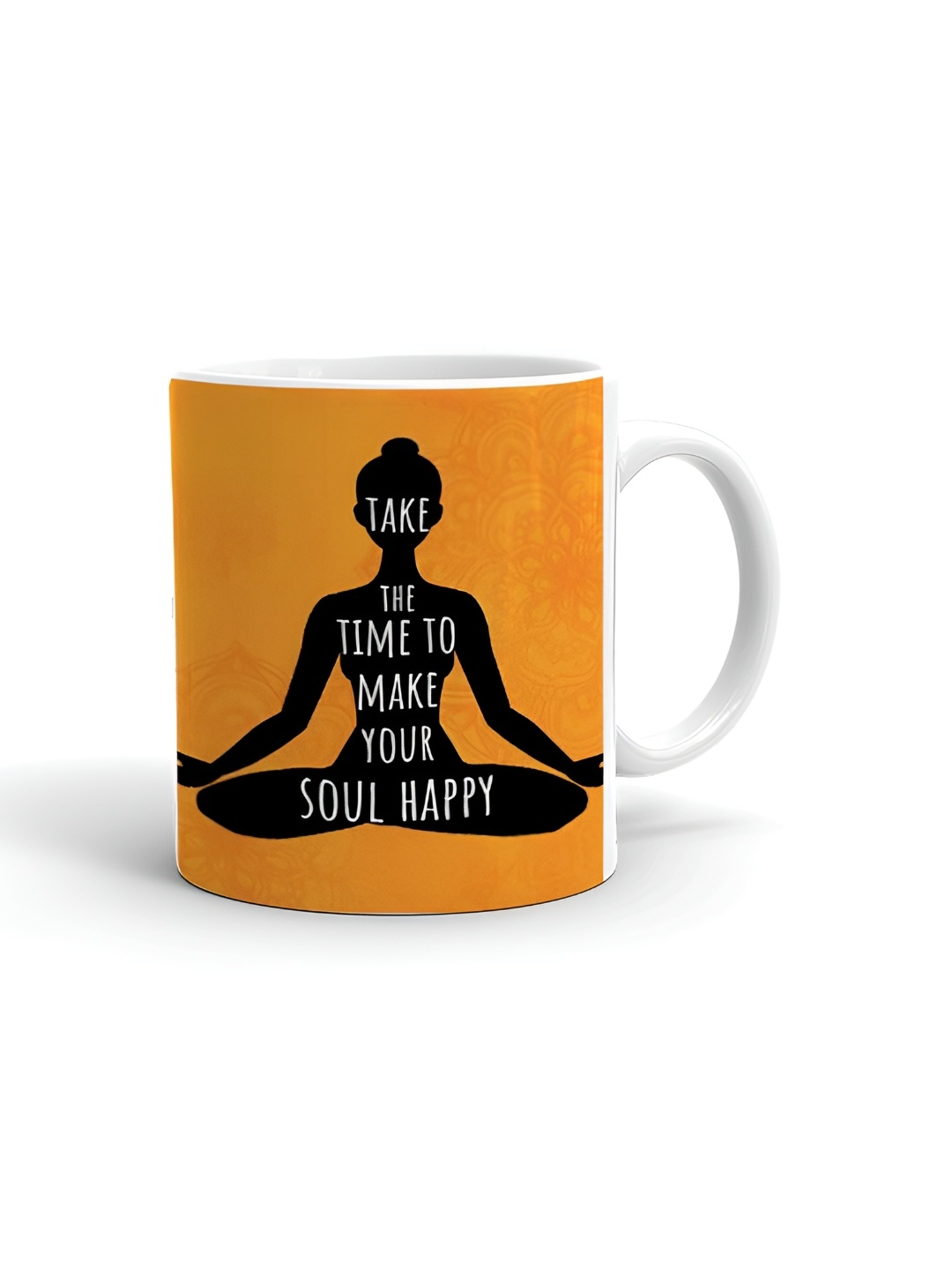 

Khakee White & Orange Printed Ceramic Glossy Mug 325 ml
