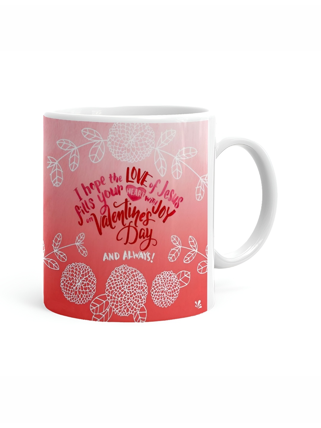 

Khakee White & Pink Printed Ceramic Glossy Mugs 325 ml