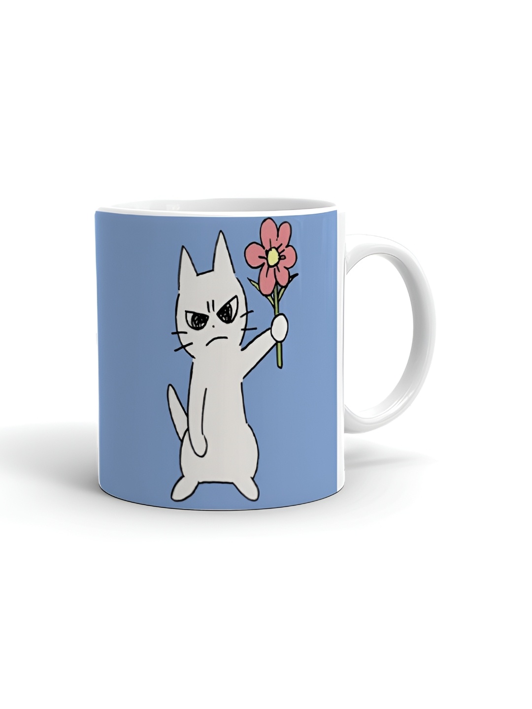 

Khakee White & Blue Printed Glossy Microwave Safe Mugs 325ml