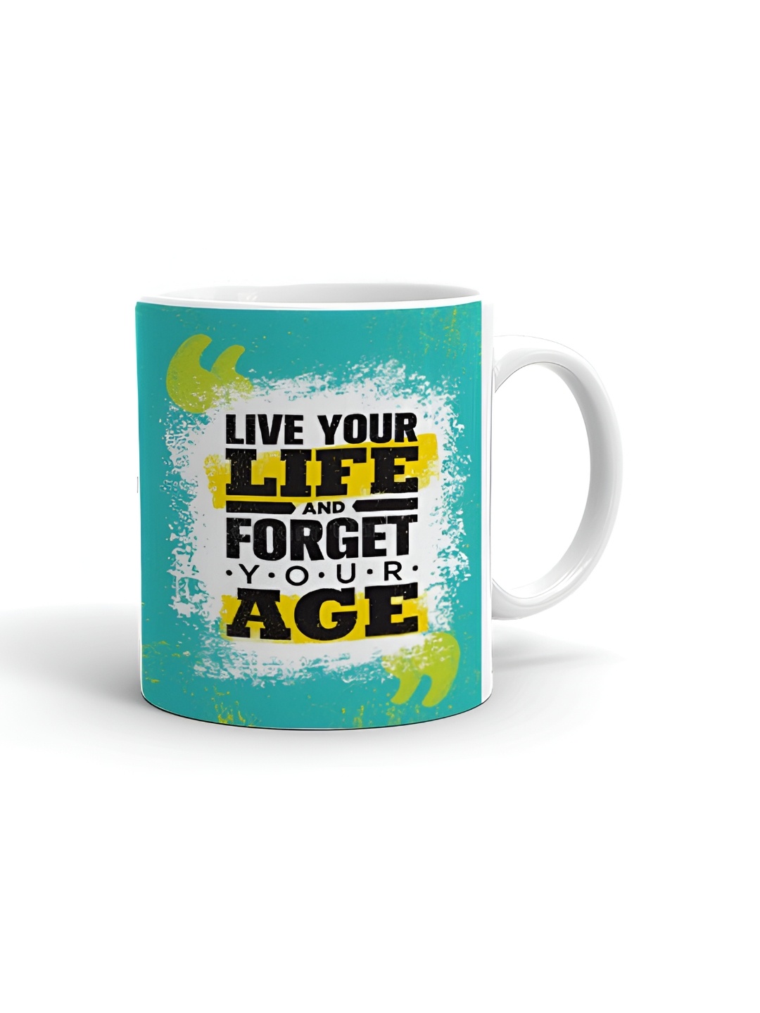 

Khakee White & Green Printed Microwave Safe Ceramic Glossy Mug 325 ml