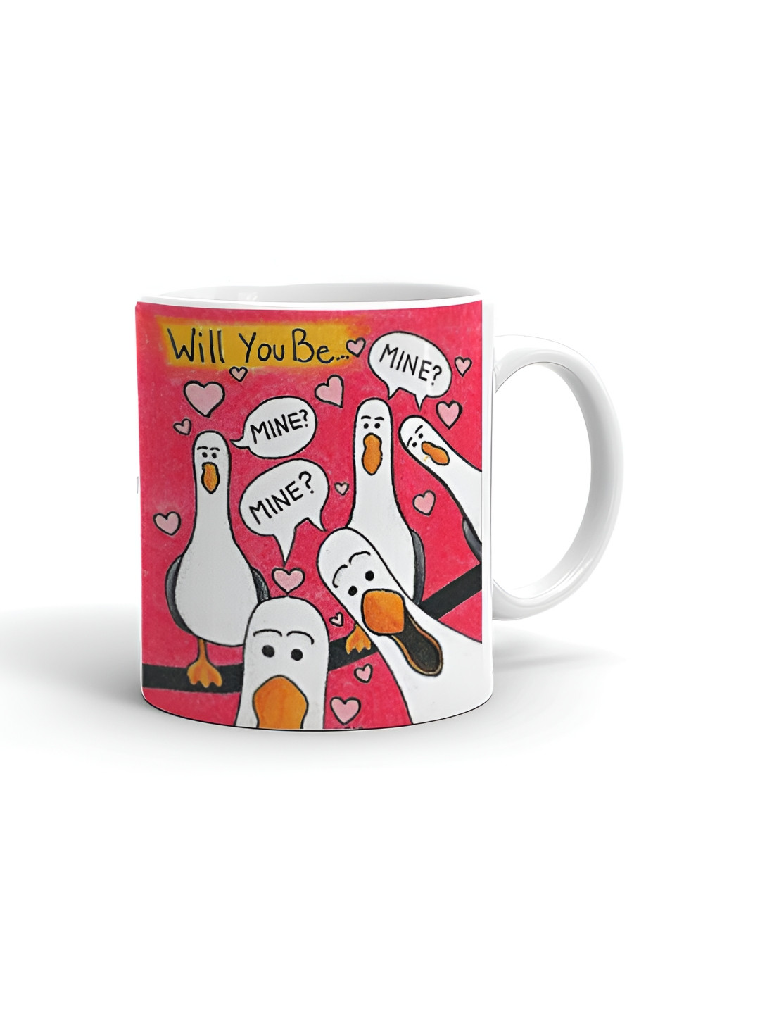 

Khakee White & Pink Text or Slogans Printed Glossy Microwave Safe Mugs 325ml