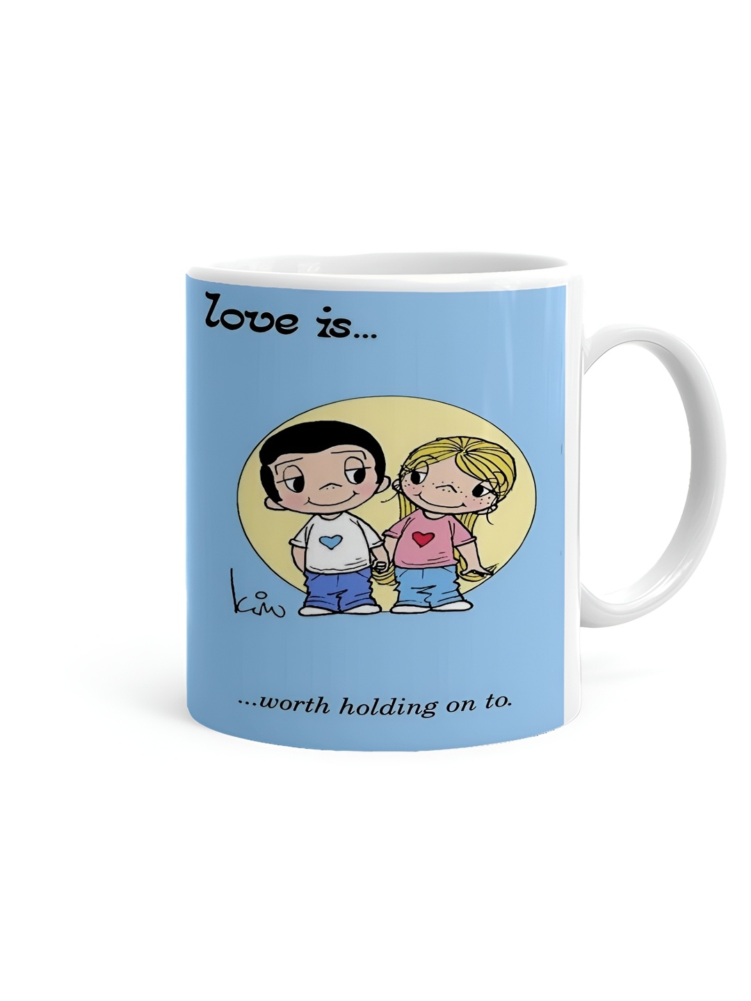 

Khakee White & Blue Text or Slogans Printed Ceramic Glossy Mug 325 ML