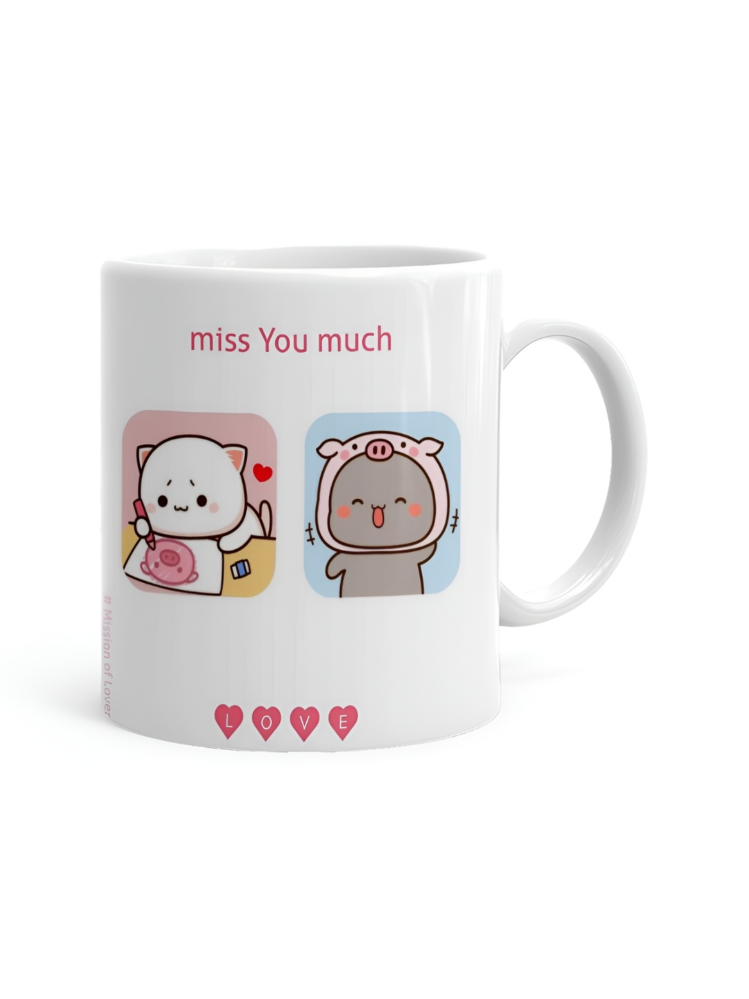 

Khakee White & Pink Printed Ceramic Glossy Mug 325 ML