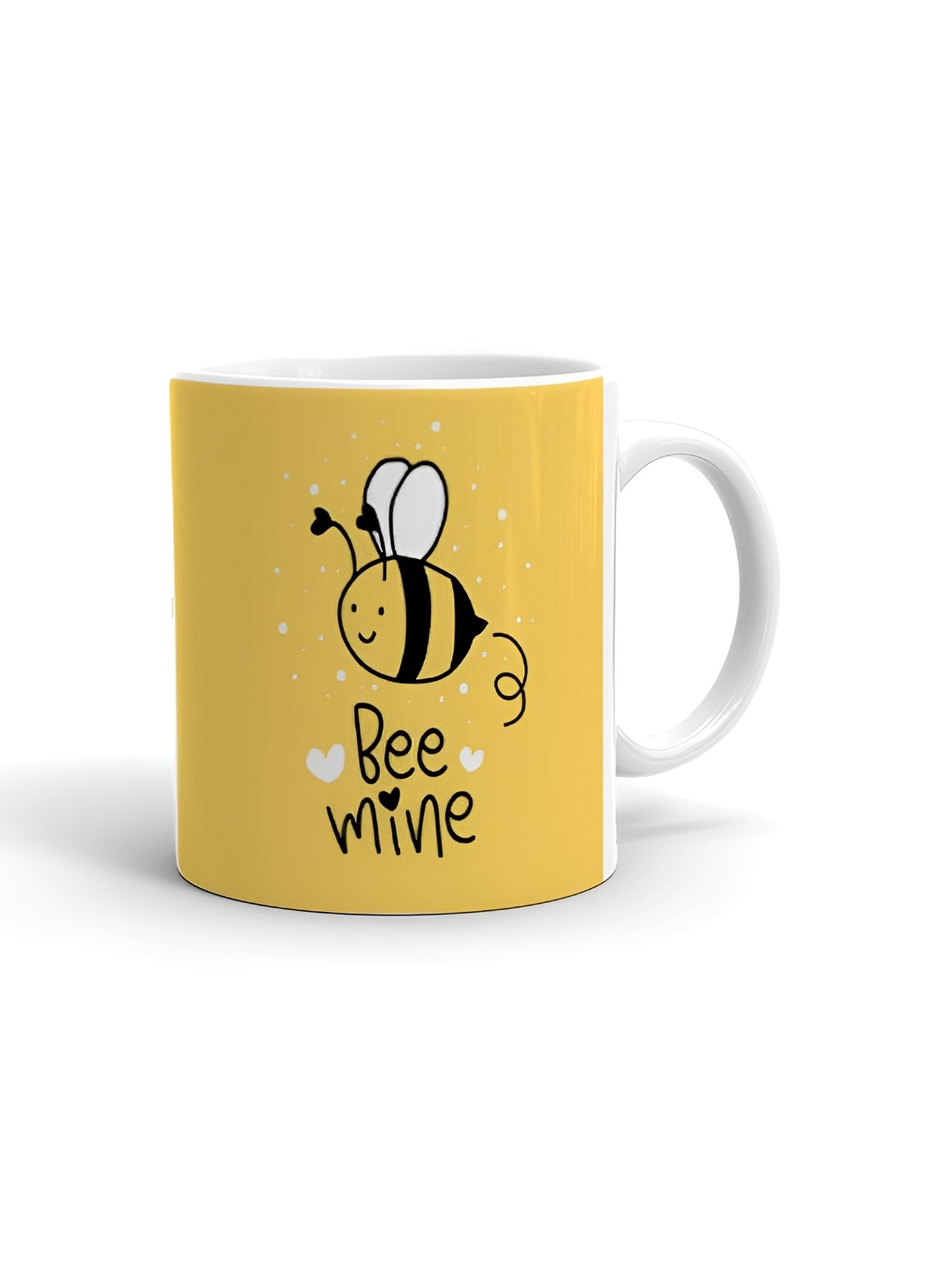 

Khakee White & Yellow Printed Ceramic Glossy Mugs 325 ml