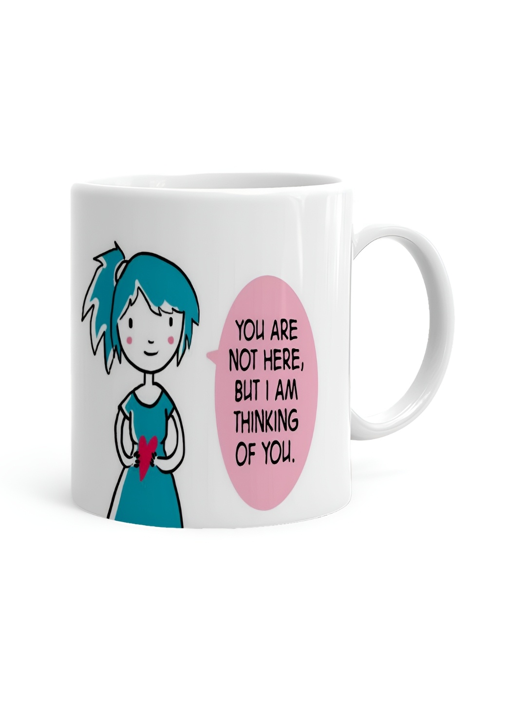 

Khakee White & Pink Printed Ceramic Glossy Mug 325 ML