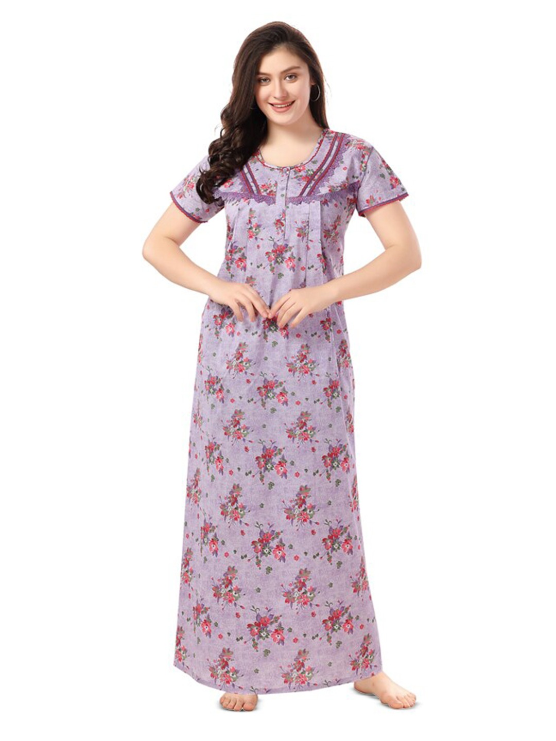 

Soulemo Printed Pure Cotton Maxi Nightdress, Lavender
