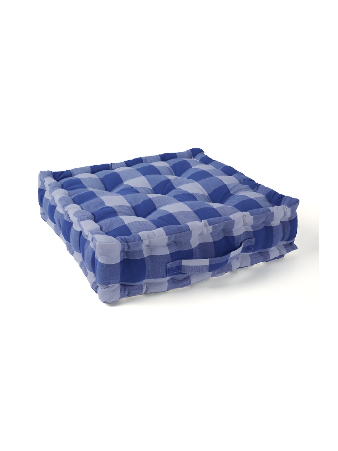 

SKANDA FAB Blue & Grey Checked Square Pure Cotton Floor Cushion
