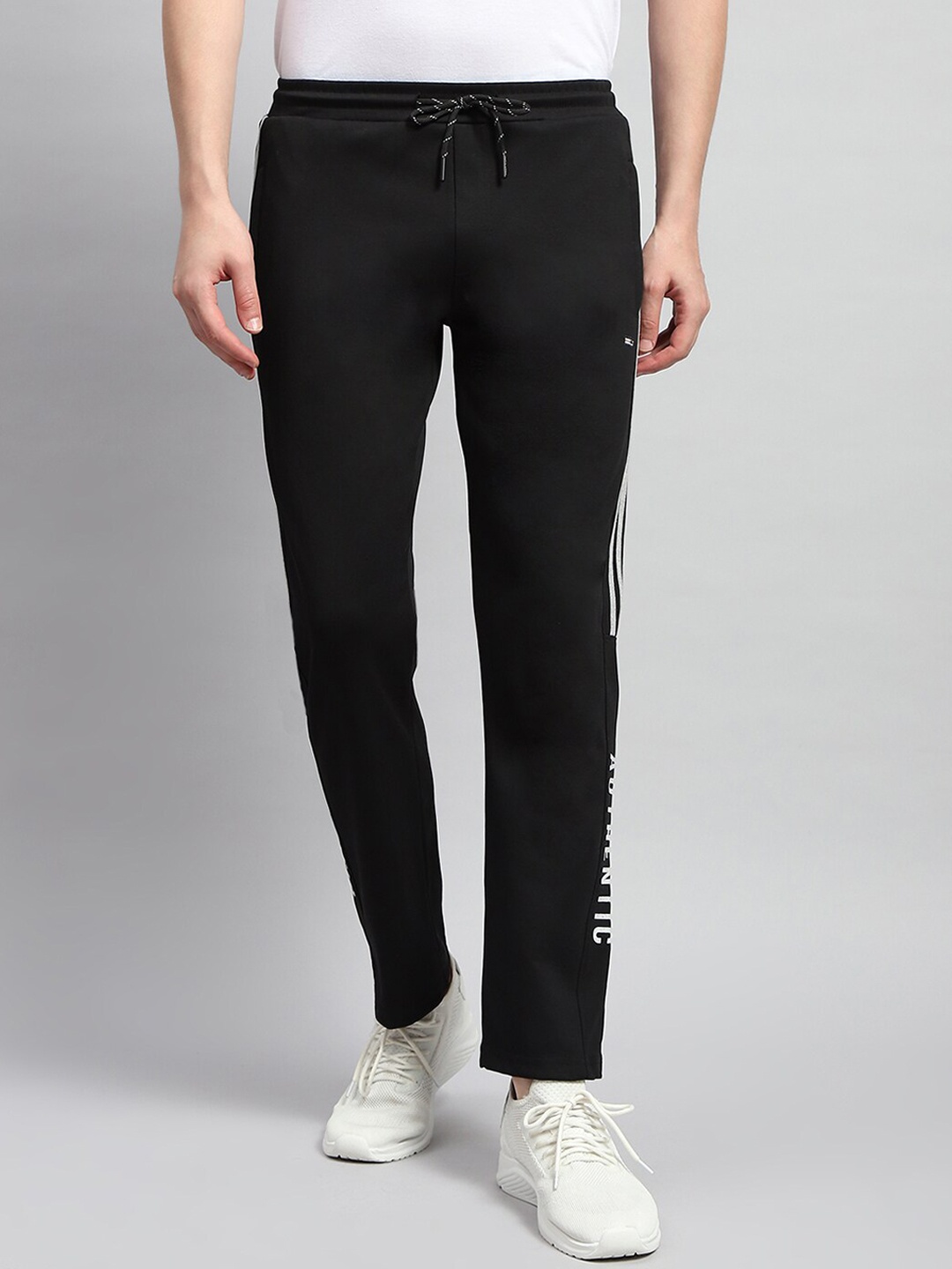 

Monte Carlo Men Mid Rise Cotton Track Pants, Black