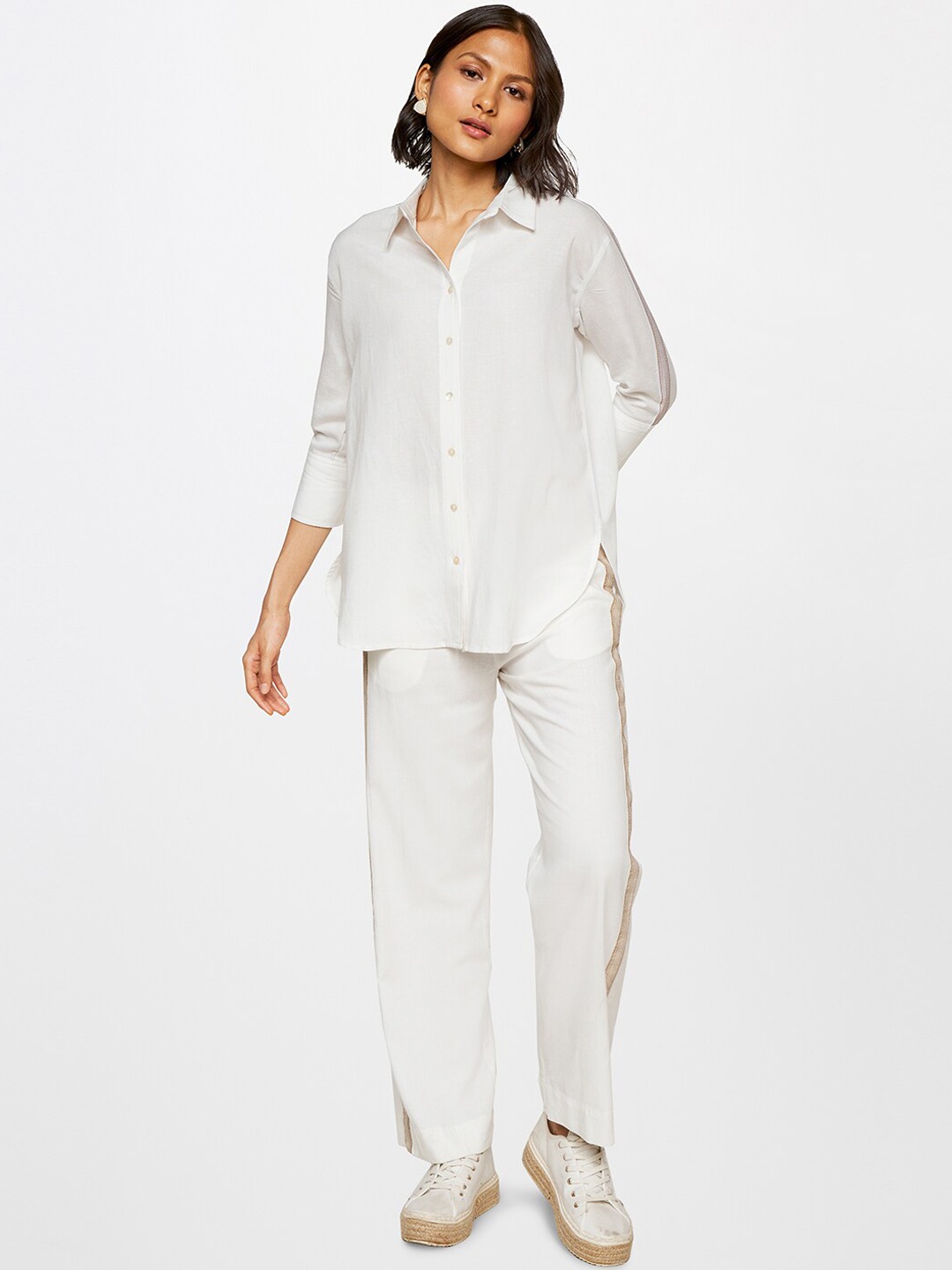 

AND Three-Quarter Sleeves Shirt & Trouser, White