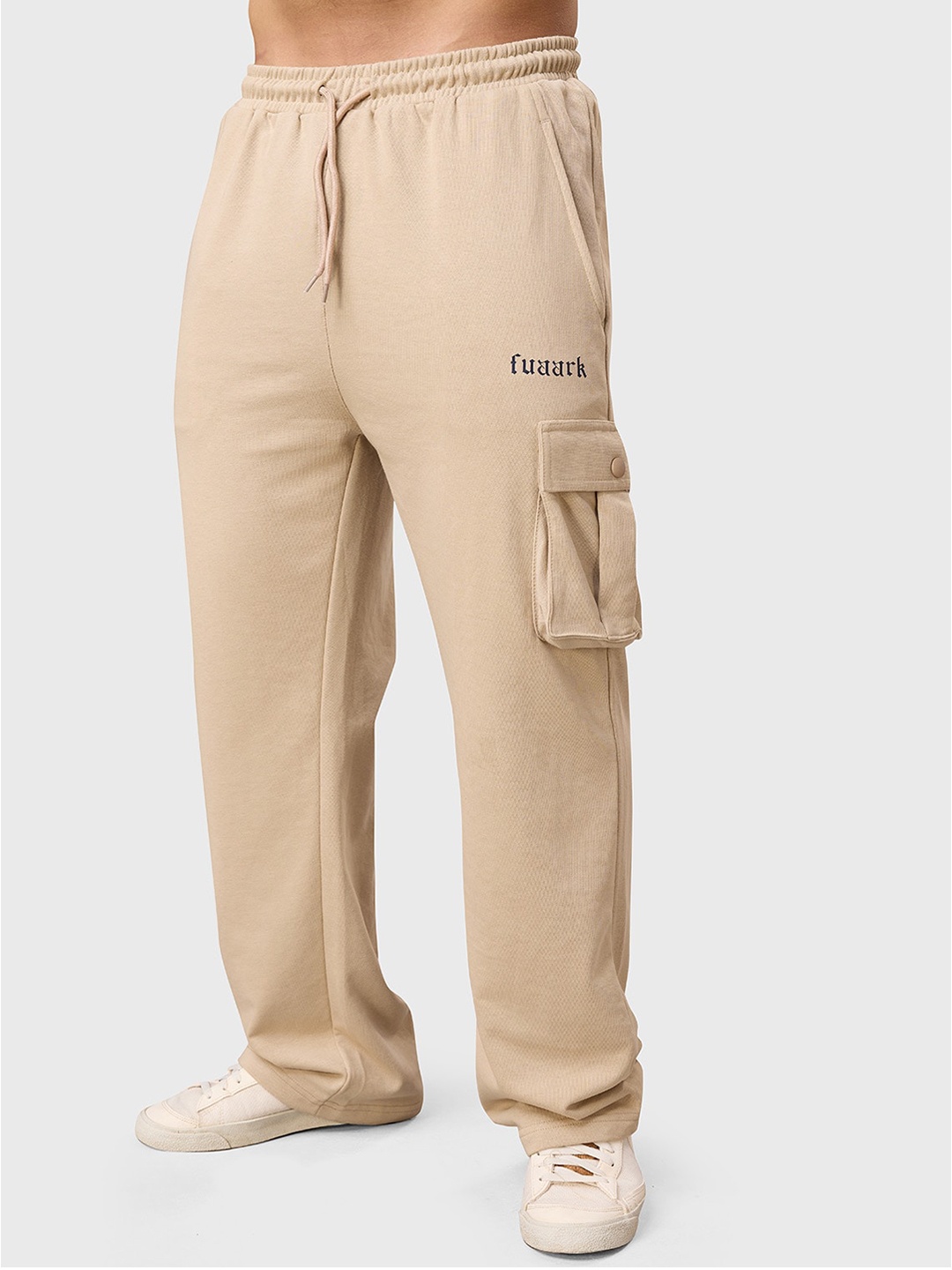 

FUAARK pinnacle Men Relaxed Fit Printed Track Pants, Beige