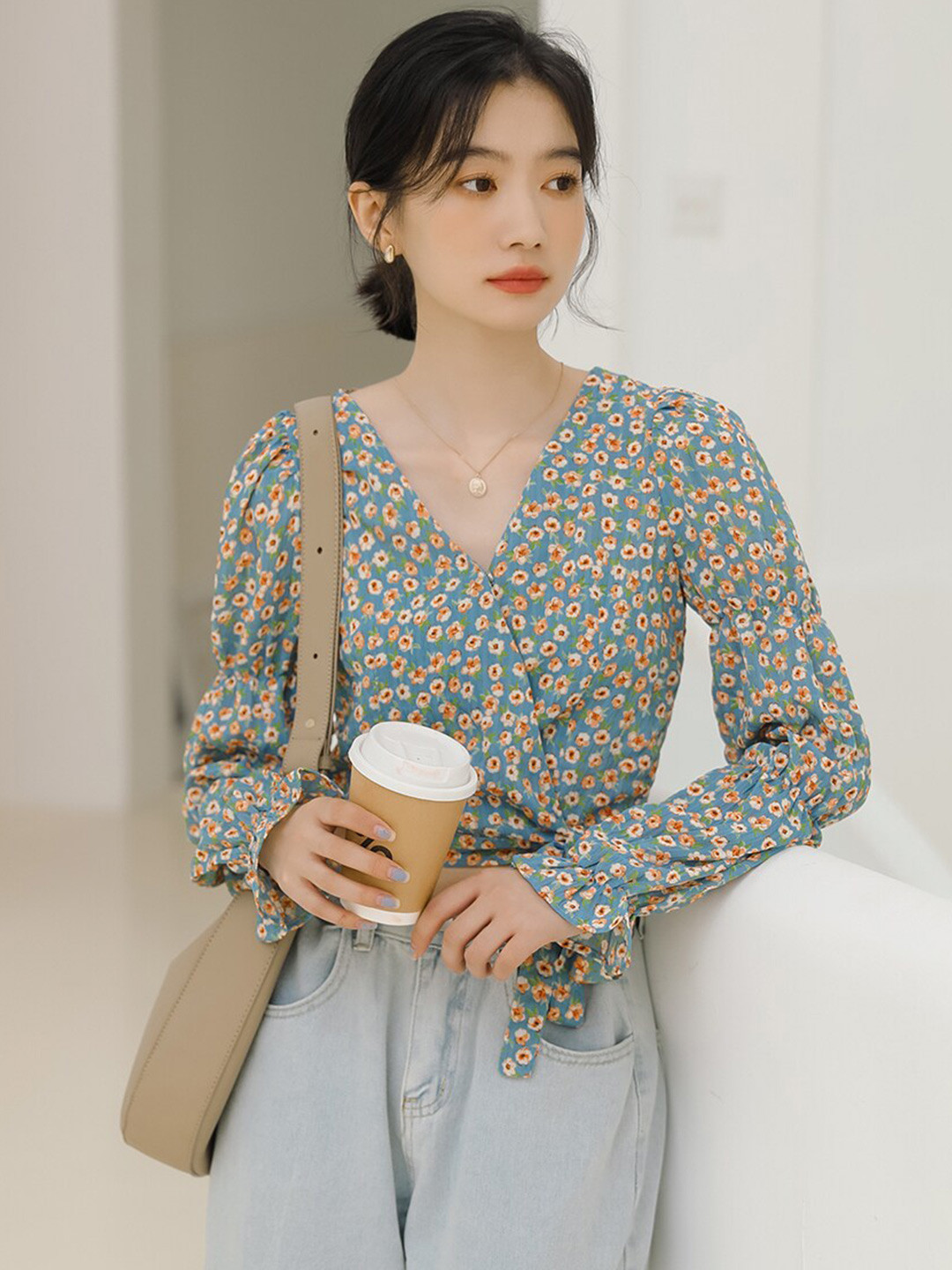 

JC Mode Floral Opaque Printed Casual Shirt, Blue