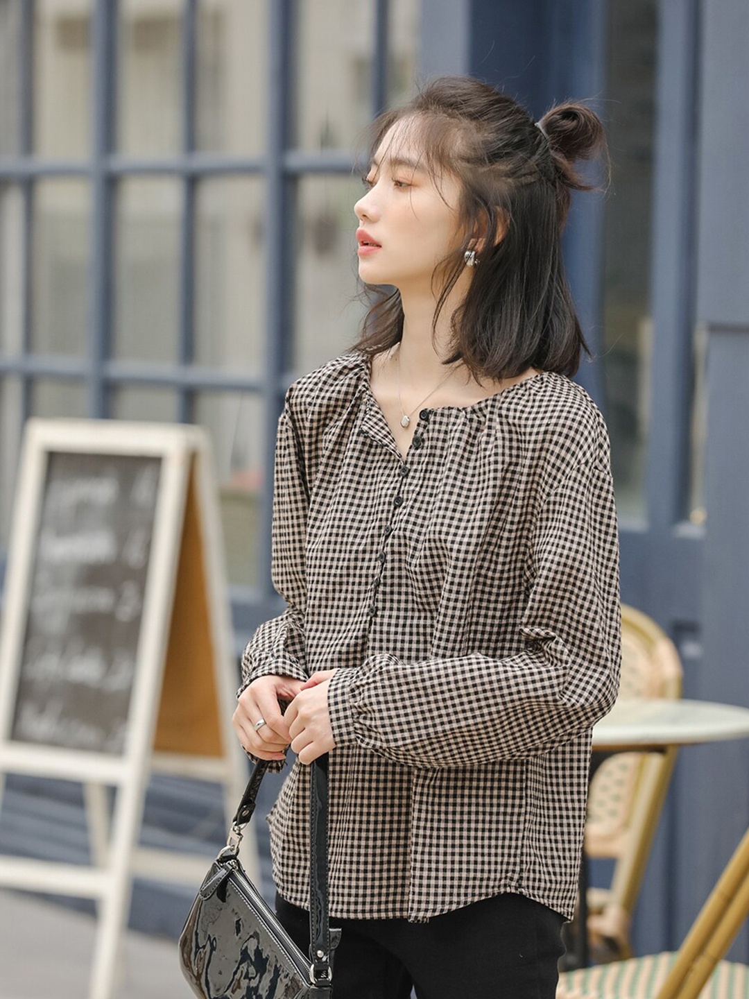 

JC Mode Opaque Checked Casual Shirt, Black