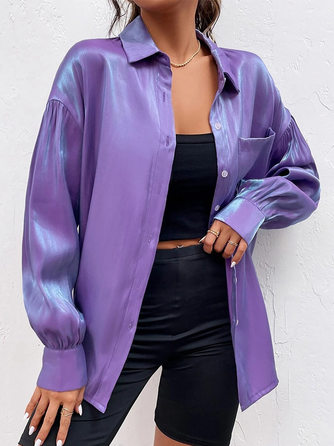 

JC Mode Opaque Casual Shirt, Purple