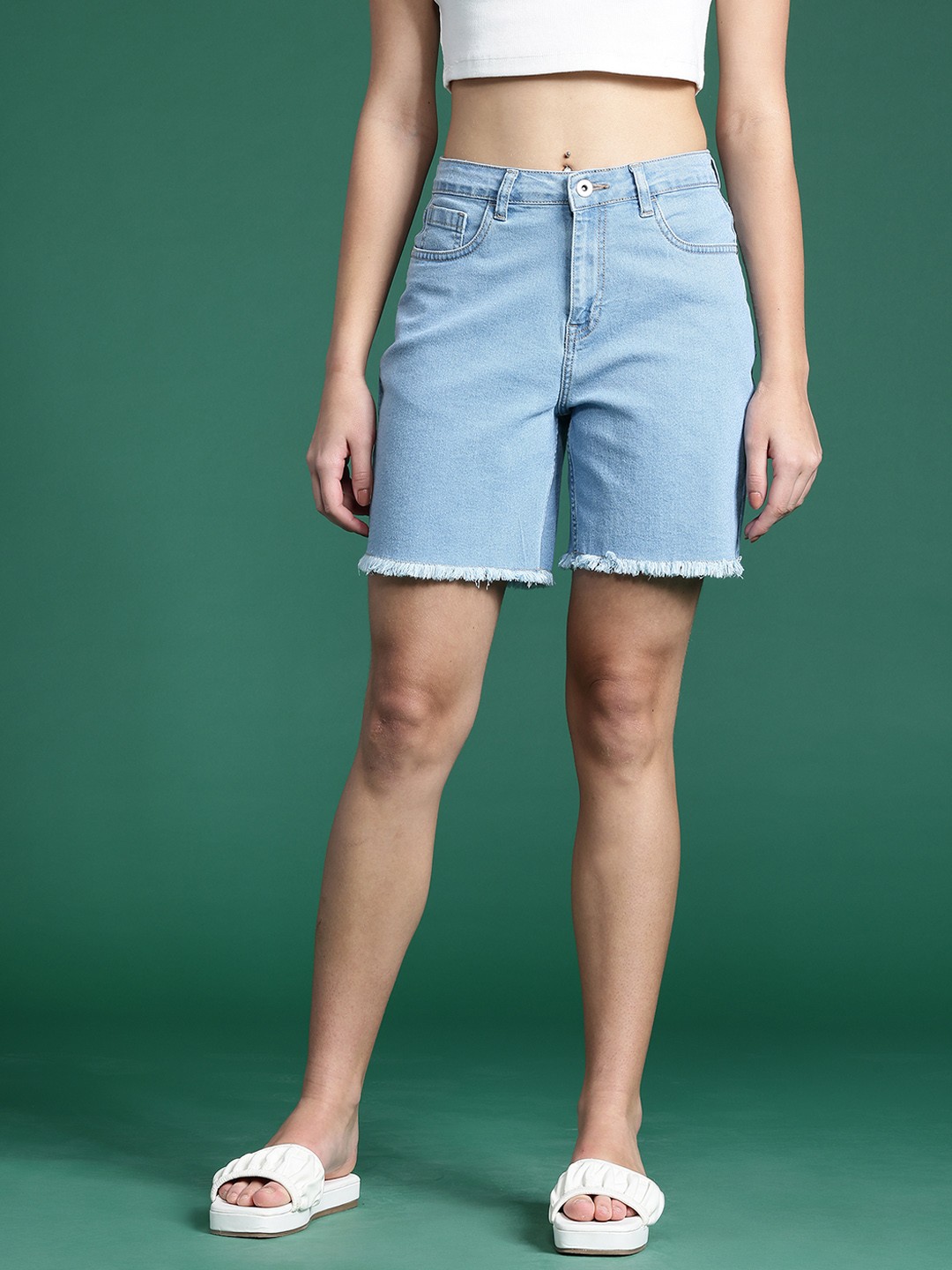 

DressBerry Women High-Rise Denim Shorts, Blue