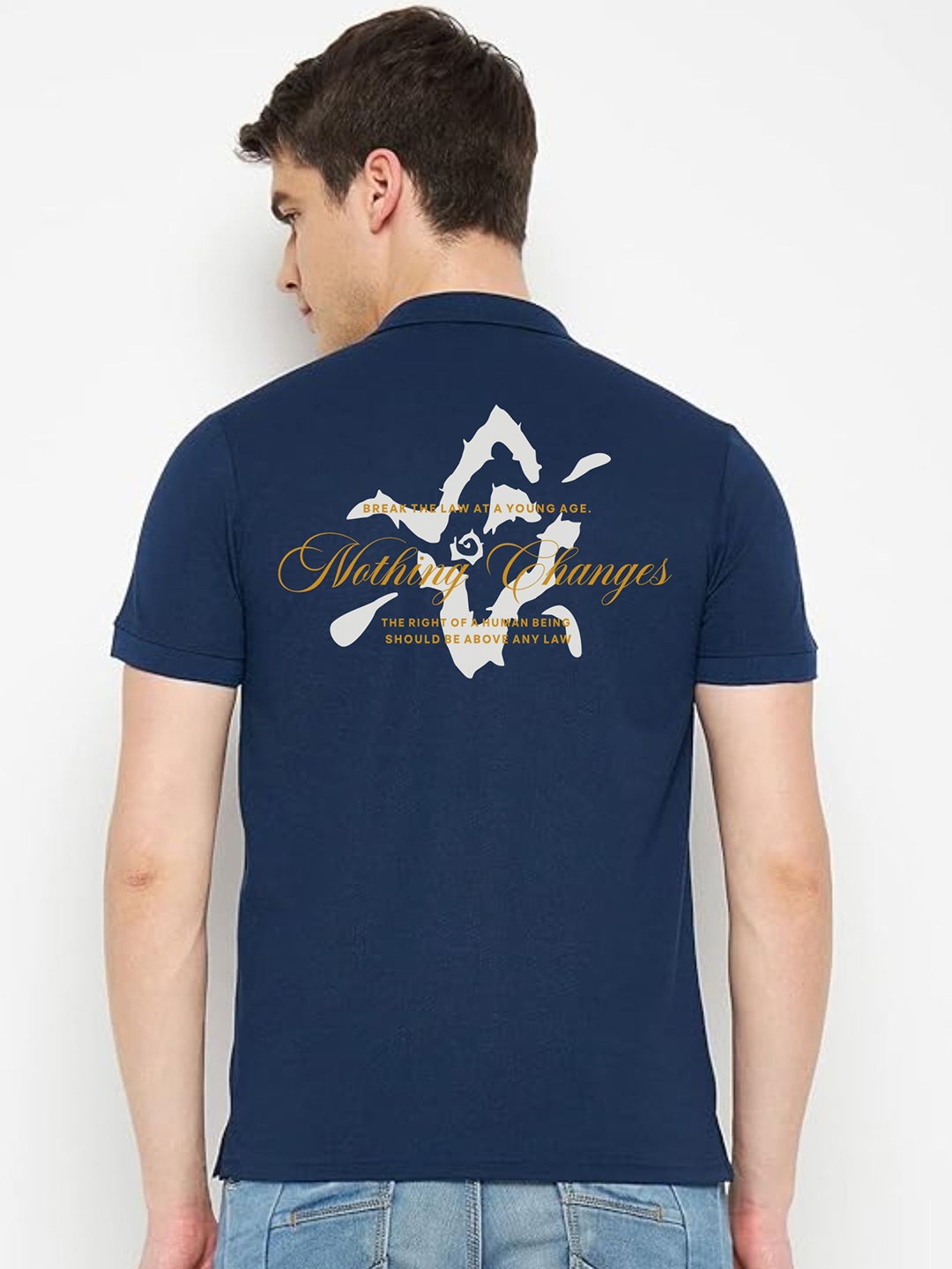 

Polo Plus Regular Fit Short Sleeves Polo Collar Printed Dri-FIT T-shirt, Navy blue