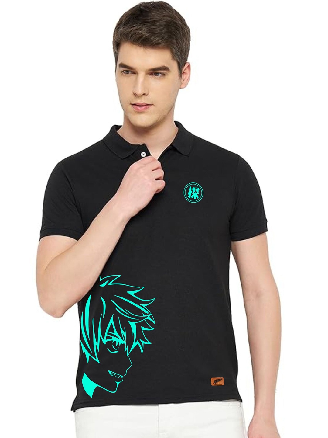 

Polo Plus Regular Fit Short Sleeves Printed Polo Collar Dri-FIT T-shirt, Black