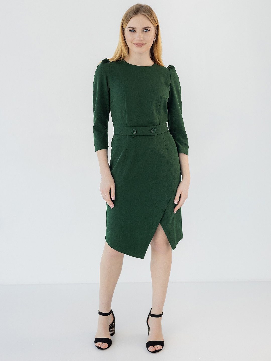 

Diyas London Puff Sleeves Sheath Dress, Green