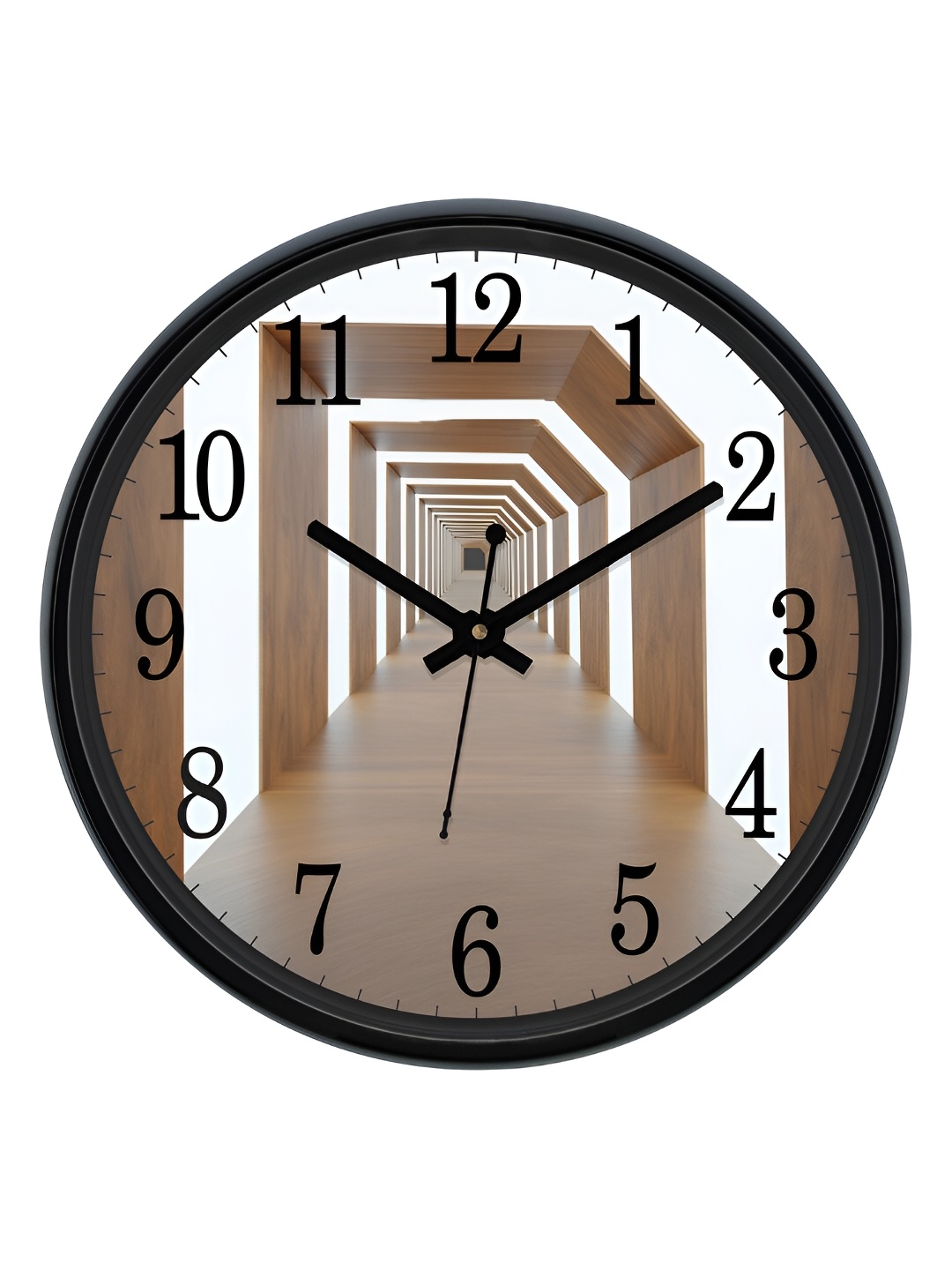 

RANDOM Printed Round Shaped Sweep Silent Movement Contemporary Wall Clock, Brown