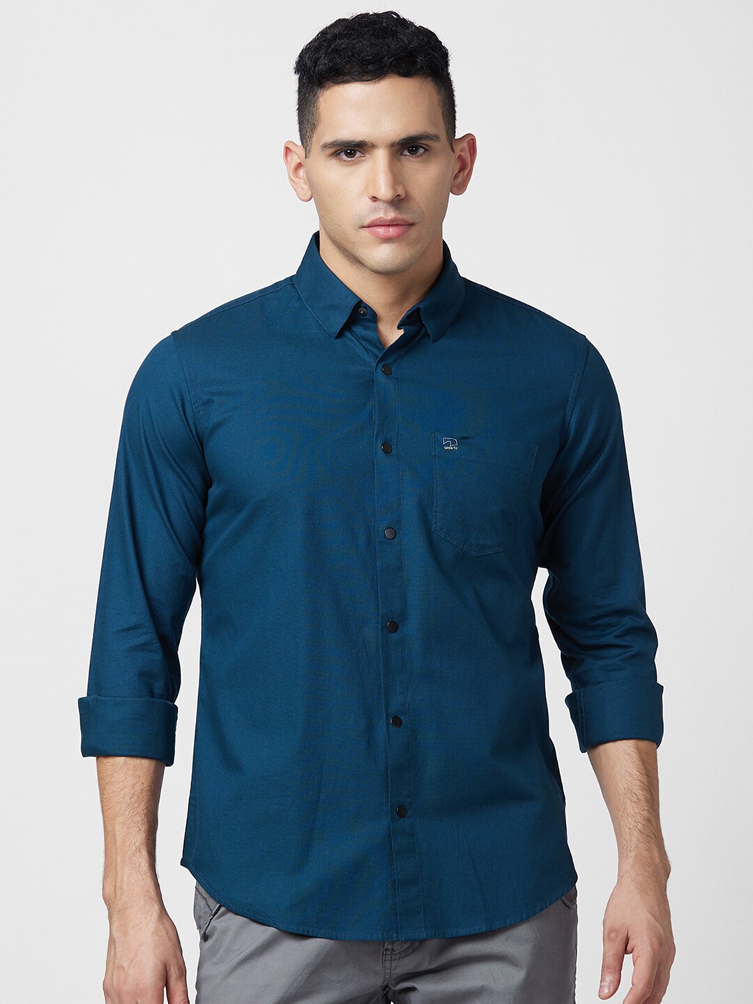 

SPYKAR Slim Fit Opaque Cotton Casual Shirt, Blue