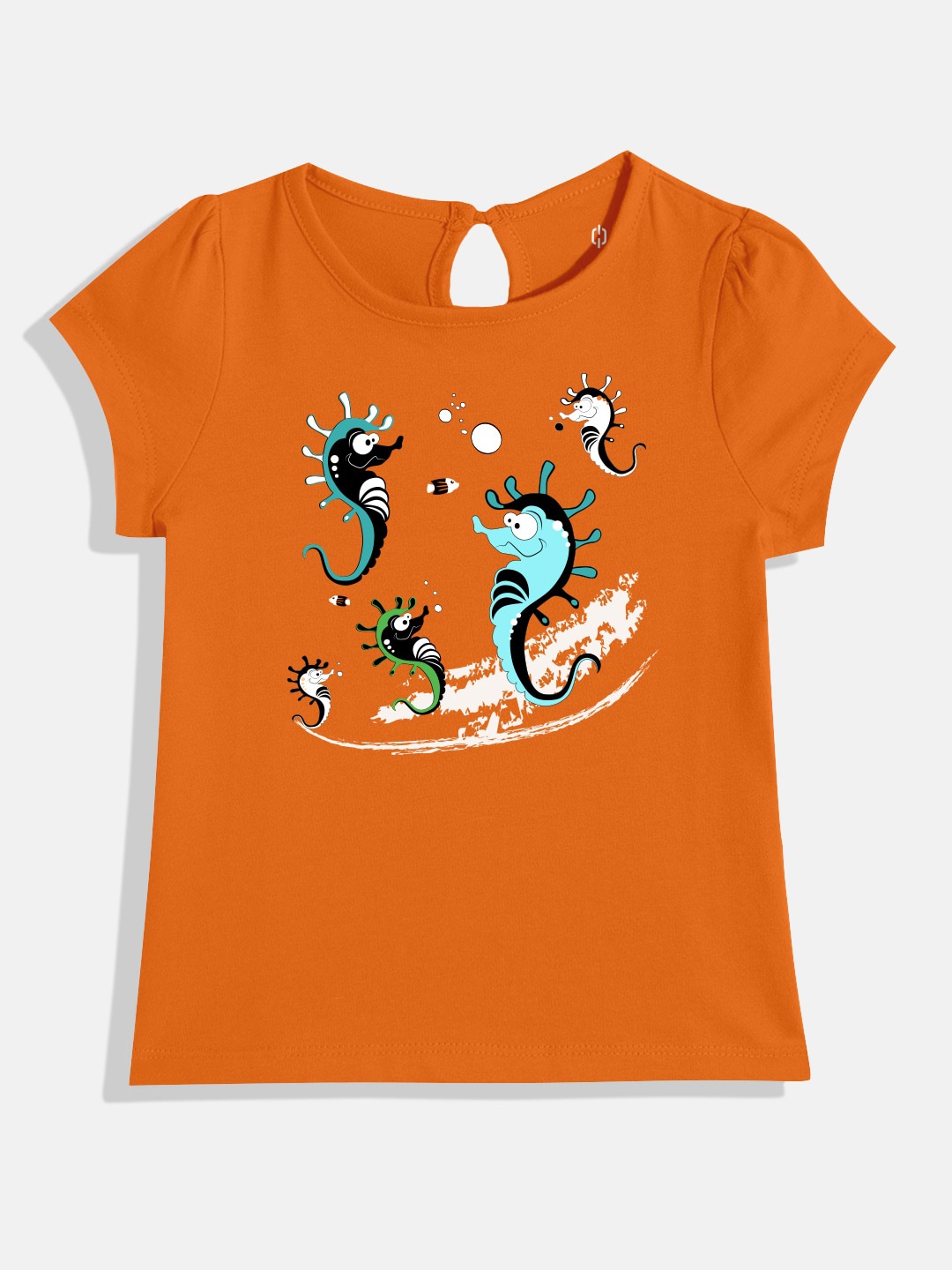 

Huetrap Girls Printed T-shirt, Orange