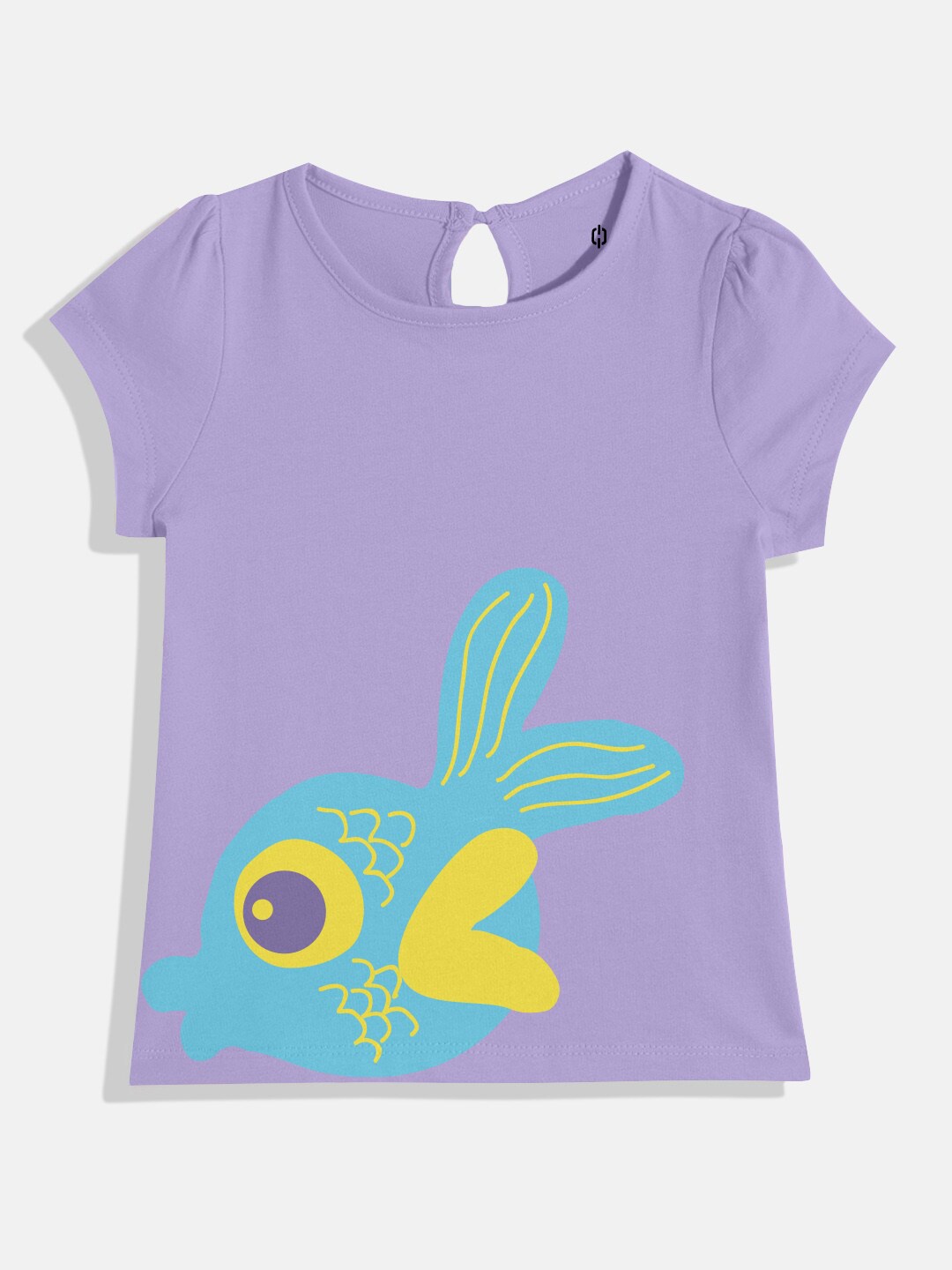 

Huetrap Girls Printed Round Neck Cotton T-shirt, Violet