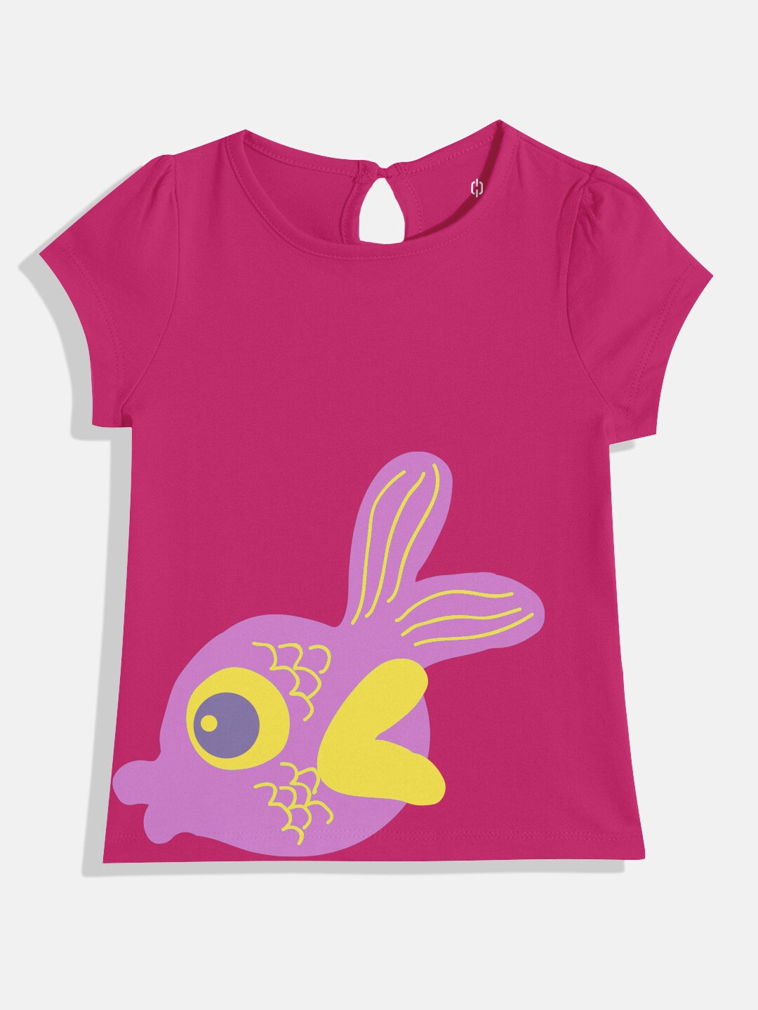

Huetrap Girls Printed Applique T-shirt, Pink