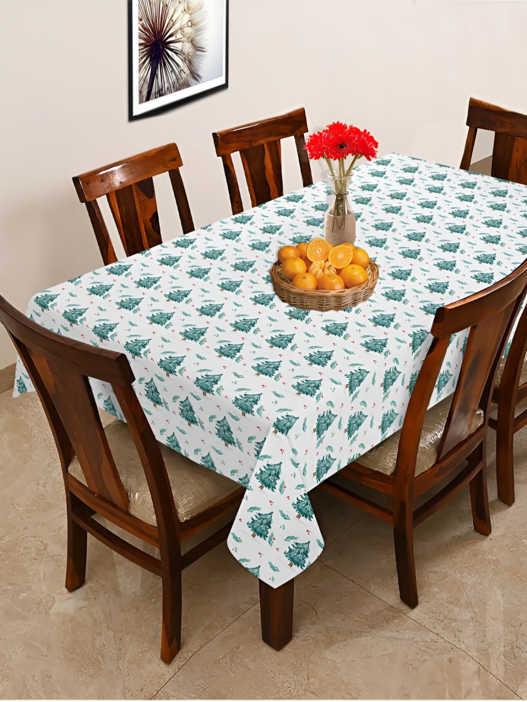 

OASIS Blue & White Cotton 6-Seater Table Cover