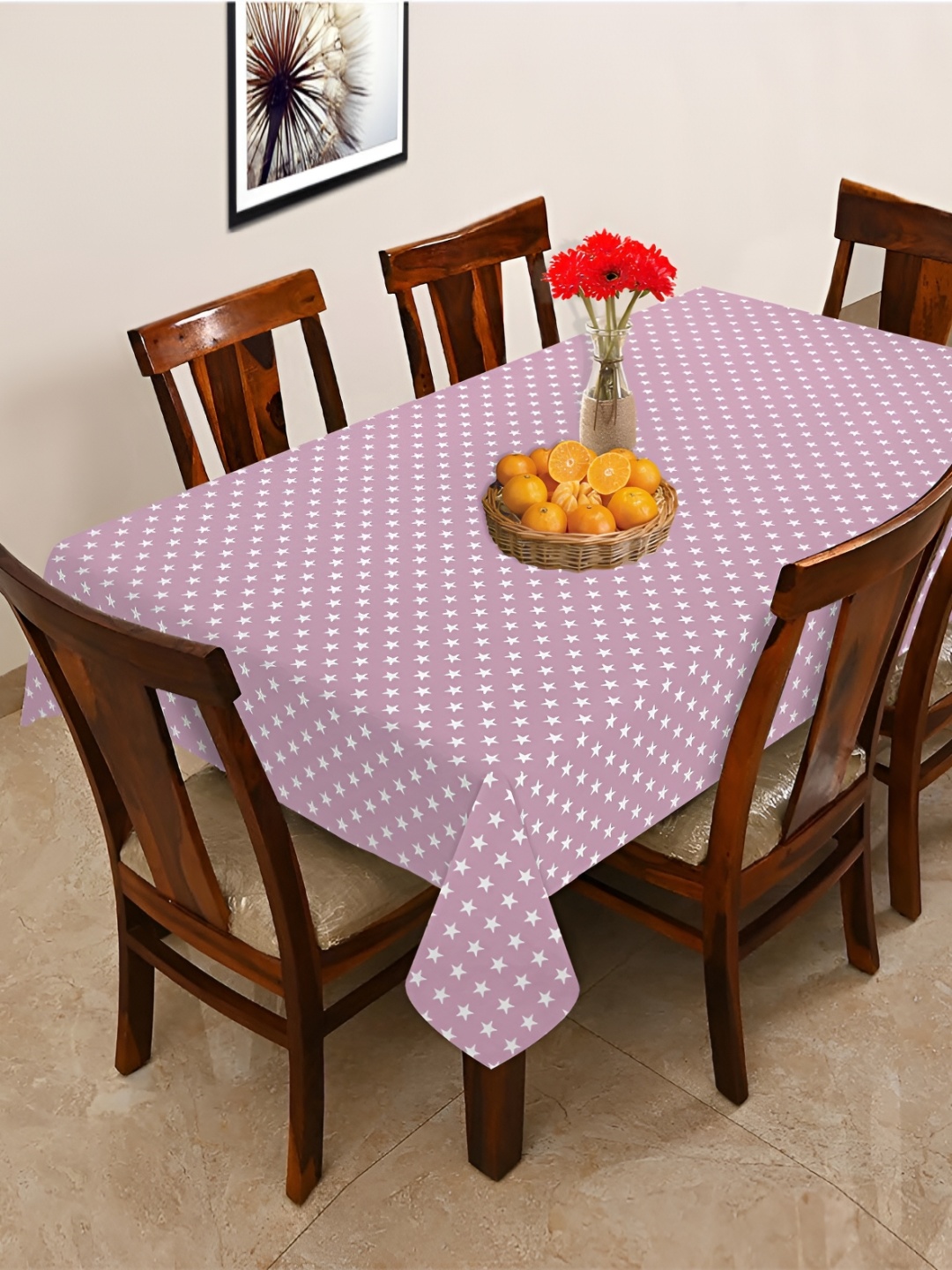 

OASIS Pink & White Cotton 6-Seater Table Cover