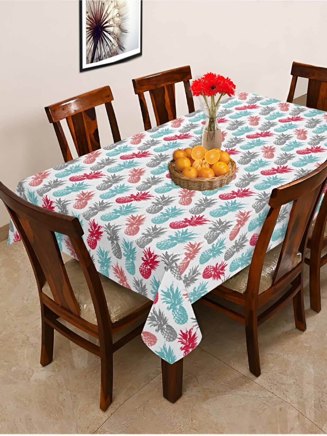 

OASIS Blue & White Cotton 6-Seater Table Cover