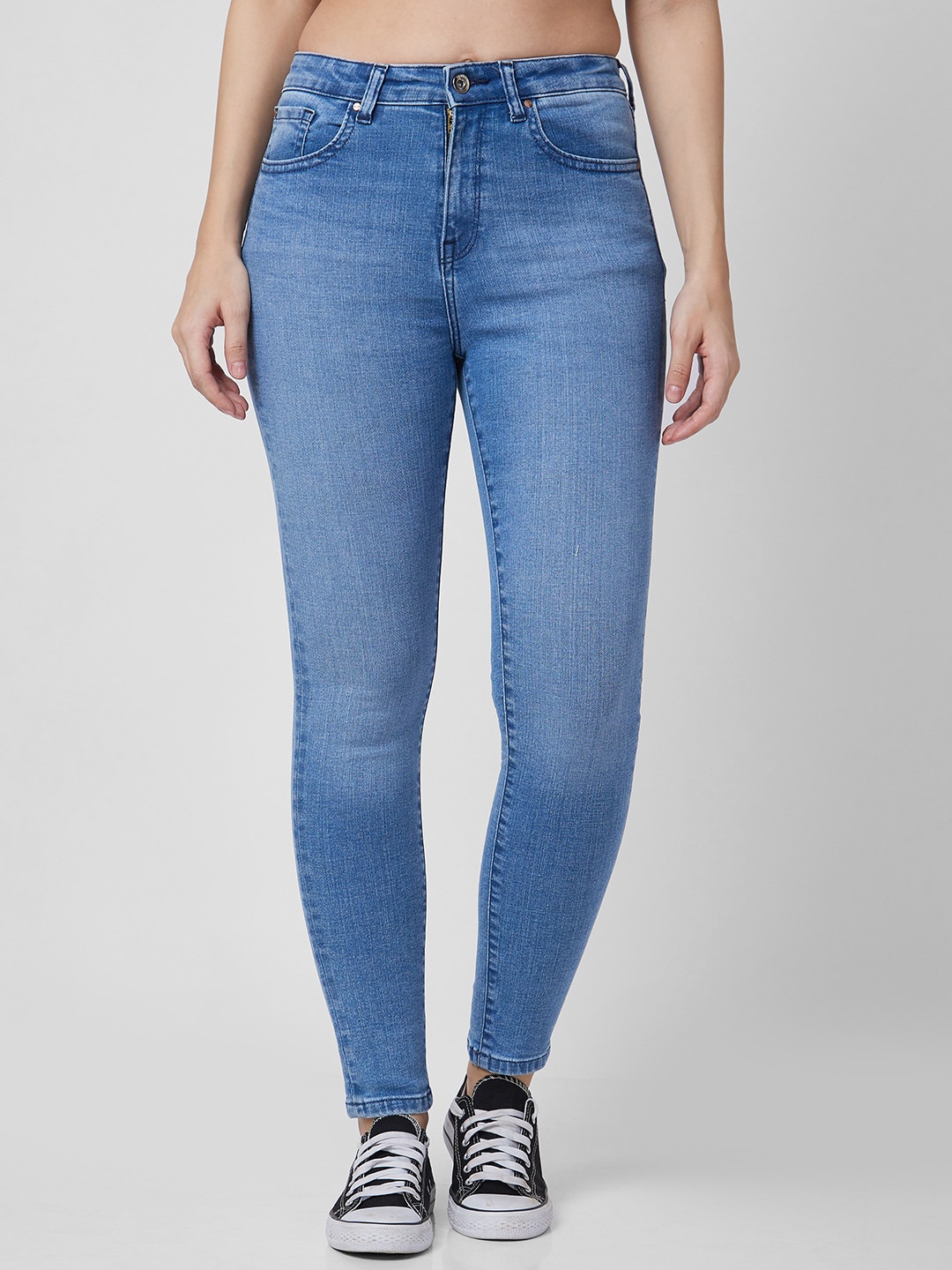 

SPYKAR Women Skinny Fit High-Rise Heavy Fade Stretchable Jeans, Blue