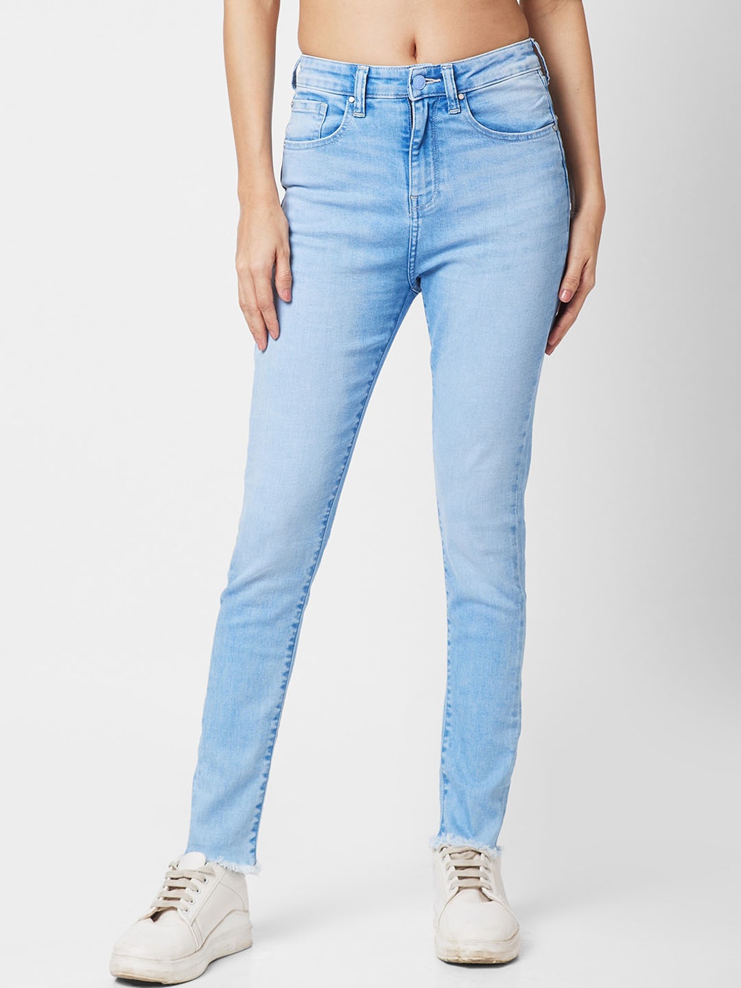 

SPYKAR Women Slim Fit High-Rise Heavy Fade Stretchable Jeans, Blue