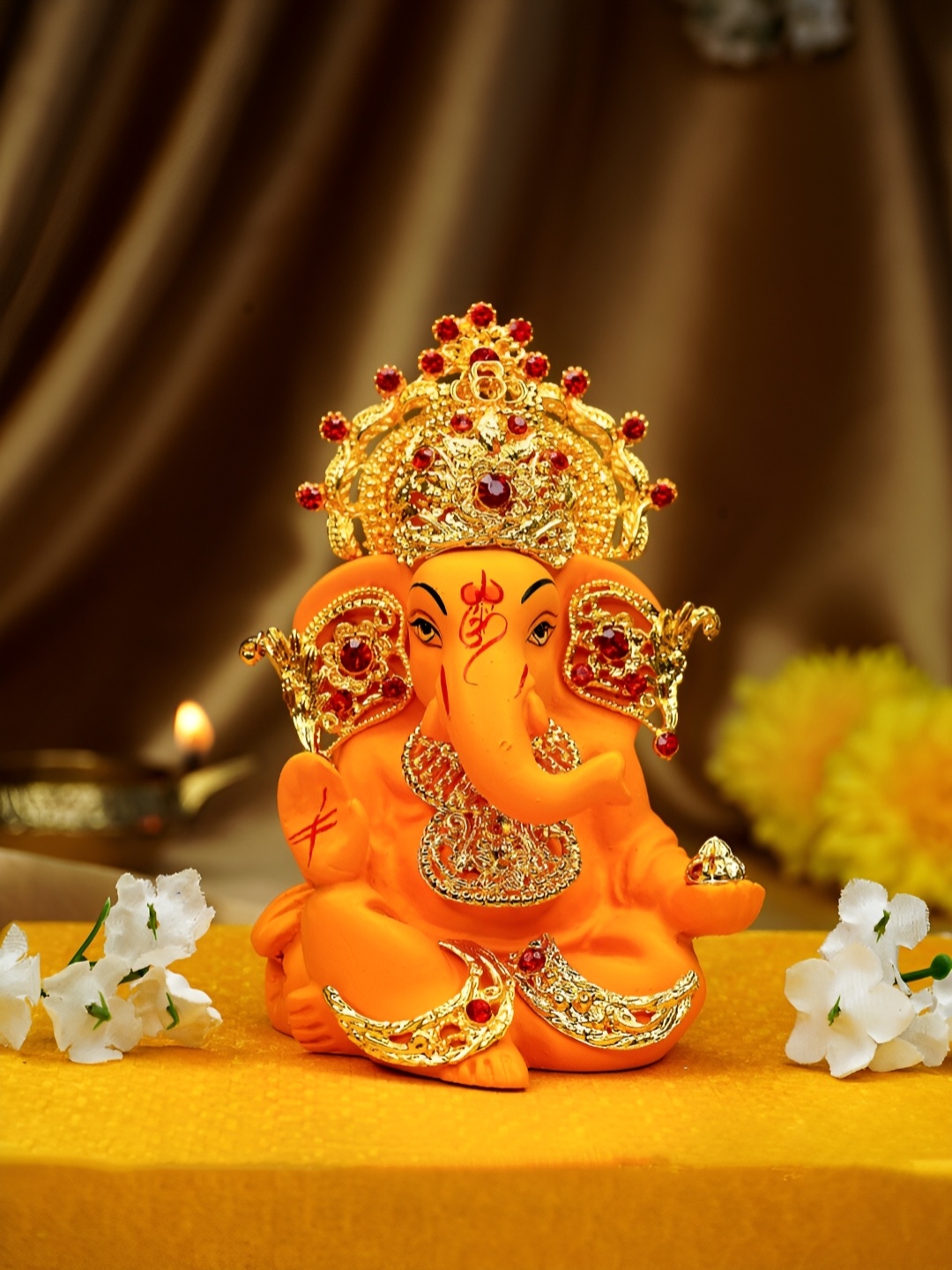 

Ekhasa Yellow Small Ganesh Idol Religious Showpiece