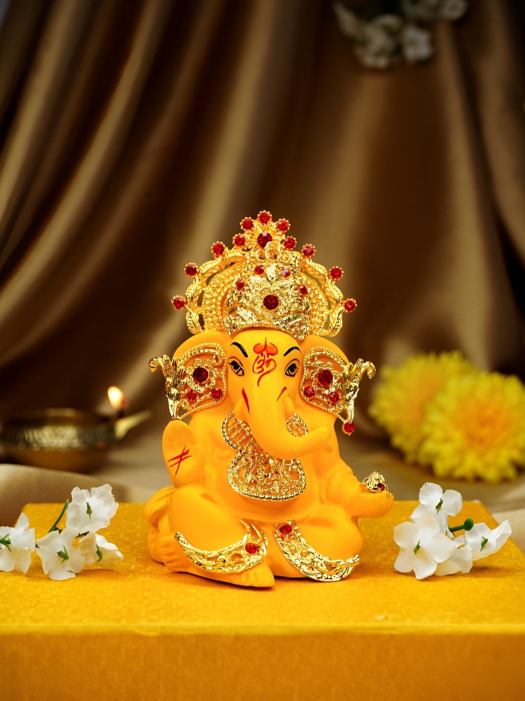 

Ekhasa Yellow Small Ganesh Idol Religious Showpiece