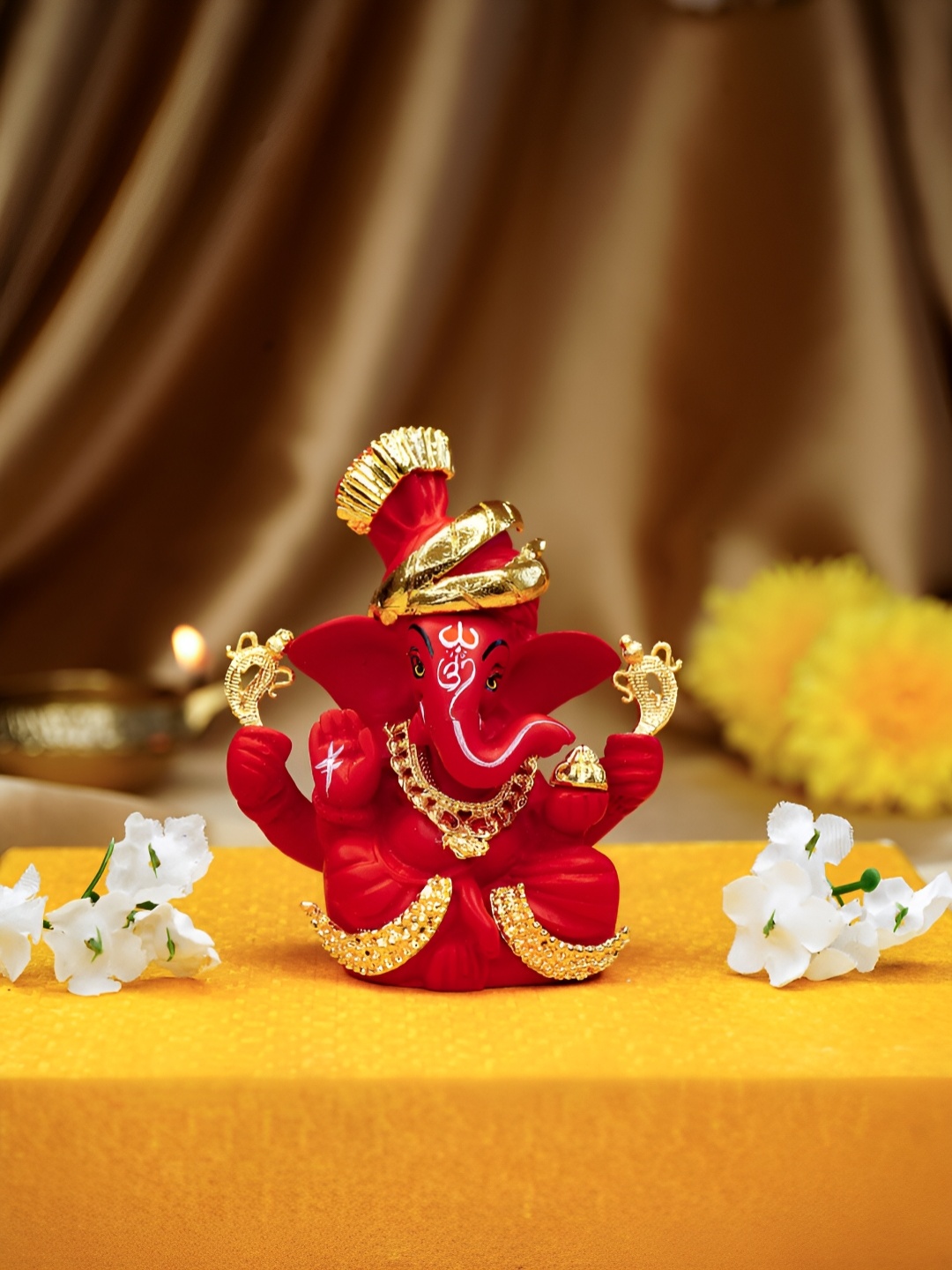 Ekhasa Red Tiny Ganesh Idol Religious Showpiece