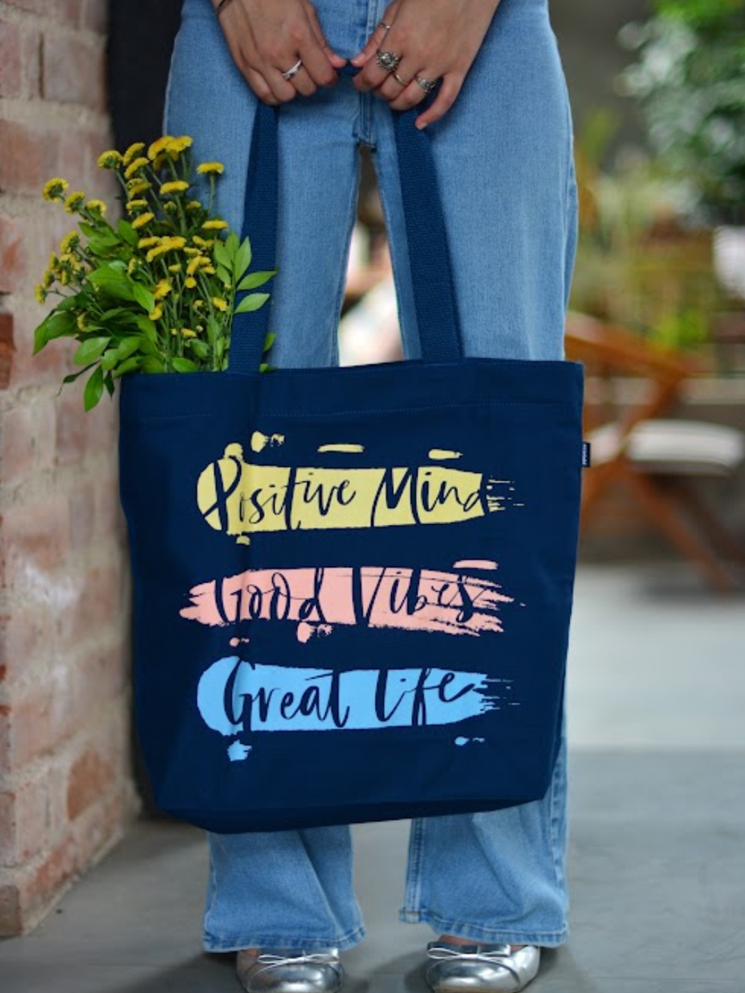 

EcoRight Typography Printed Shopper Tote Bag, Blue