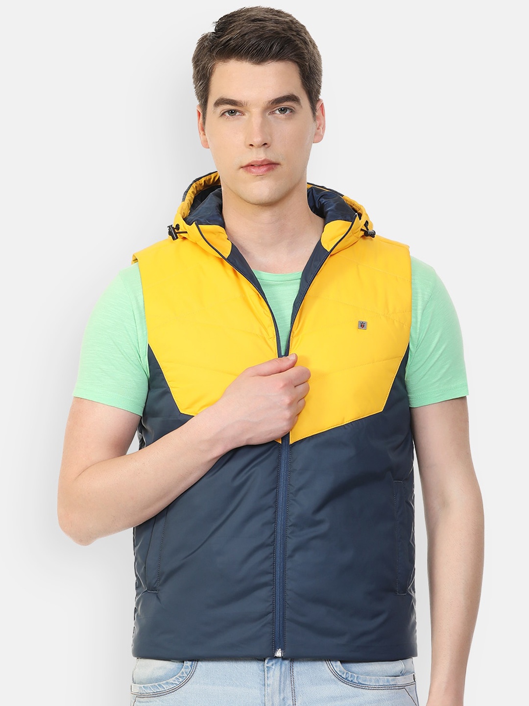 

Louis Philippe Sport Colourblocked Hooded Padded Jacket, Navy blue