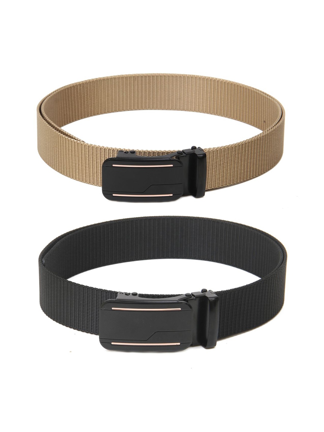 

Calvadoss Men Set Of 2 Textured Belts, Beige