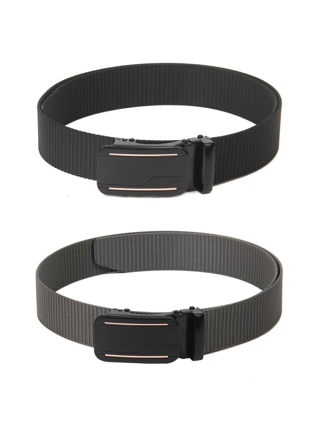 

Calvadoss Men Pack Of 2 Textured Belts, Black