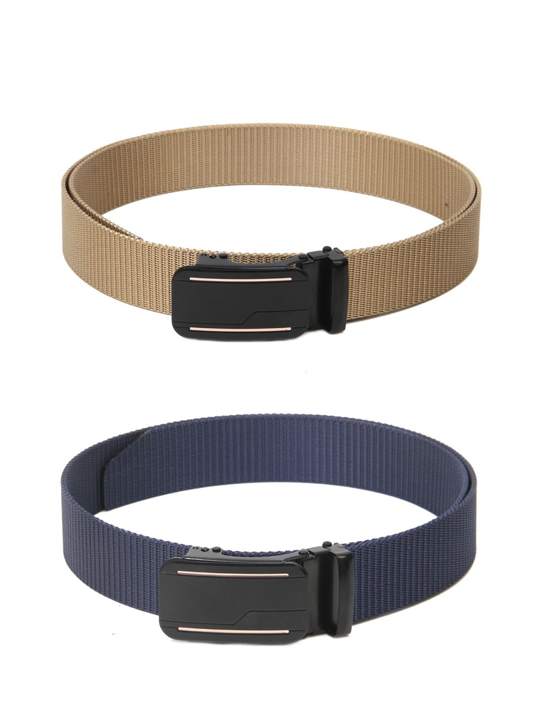 

Calvadoss Men Set Of 2 Textured Belts, Beige