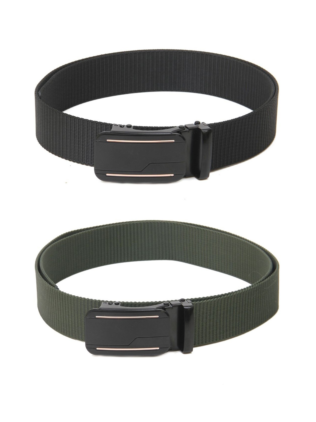 

Calvadoss Men Set Of 2 Textured Belts, Black