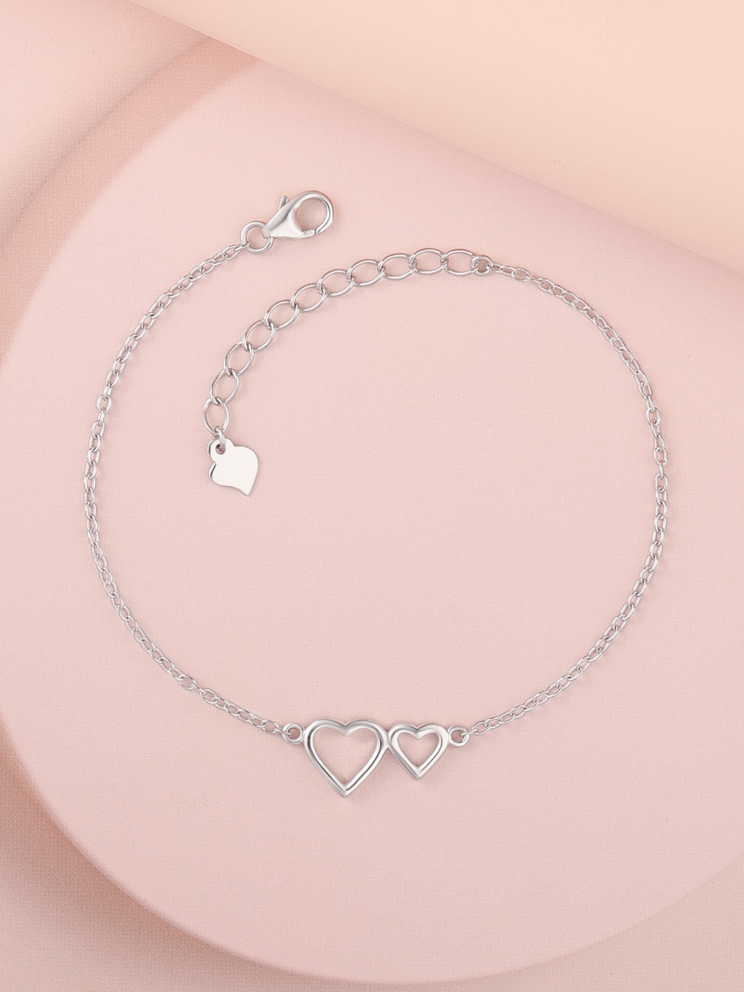 

Ornate Jewels 925 Sterling Silver Cubic Zirconia Two Hearts In Love Silver Bracelet