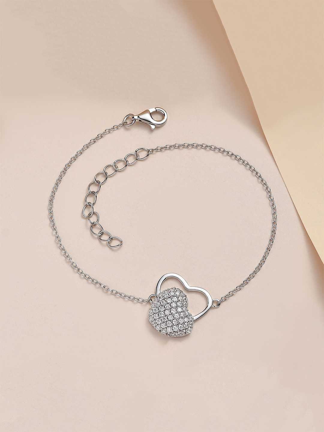 

Ornate Jewels 925 Sterling Silver Cubic Zirconia Heart In Love Bracelet
