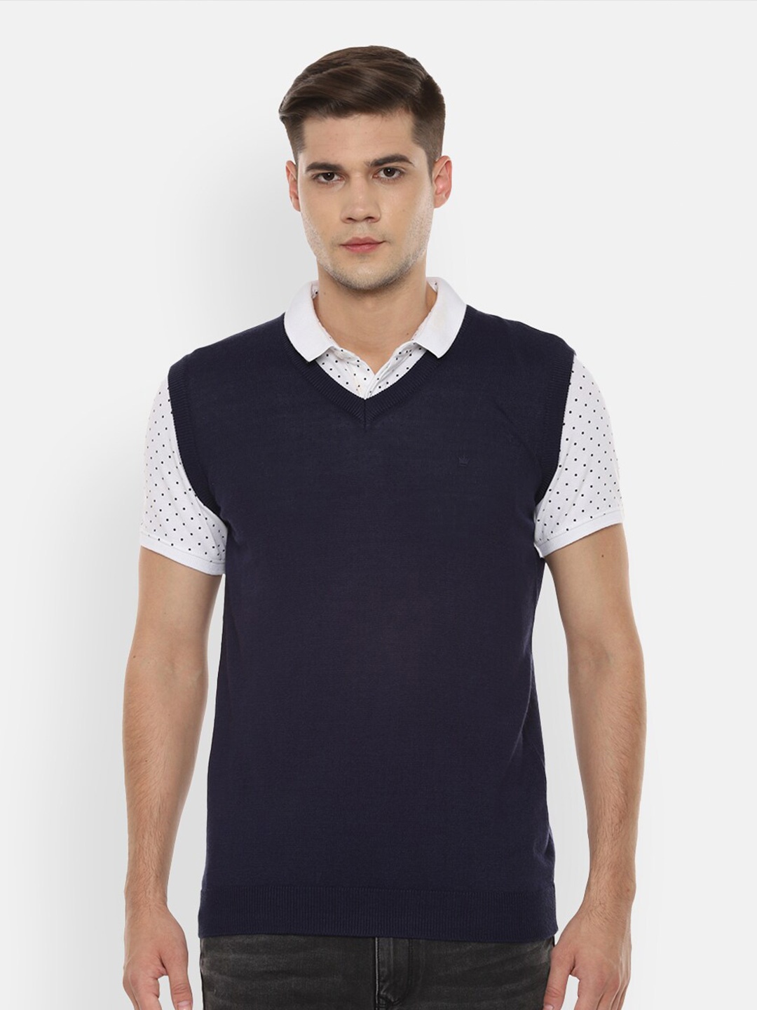 

Louis Philippe V-Neck Sweater Vest, Navy blue