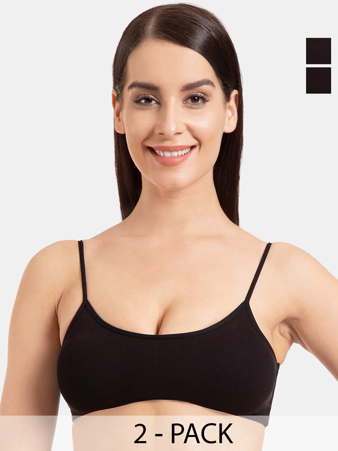 

Tweens Pack Of 2 Full Coverage All Day Comfort Cotton Camisole Bra, Black