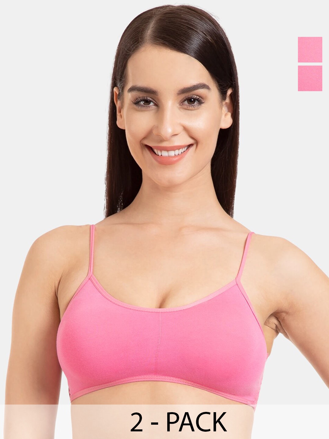 

Tweens Pack Of 2 Full Coverage All Day Comfort Cotton Camisole Bra, Pink