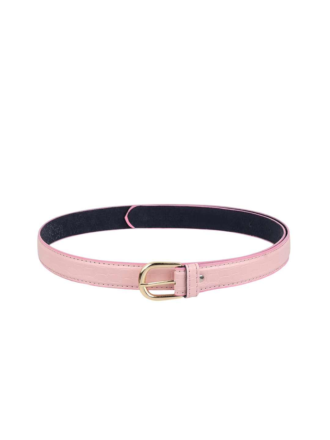 

Swiss Design Women Textured Slim Belt, Pink